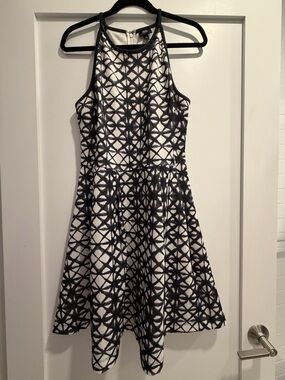 Mossimo Supply Co. Black and White Geometric Fit-and-Flare Mini Dress